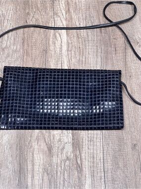 Vintage Black Square-beaded Crossbody Bag by Lumered